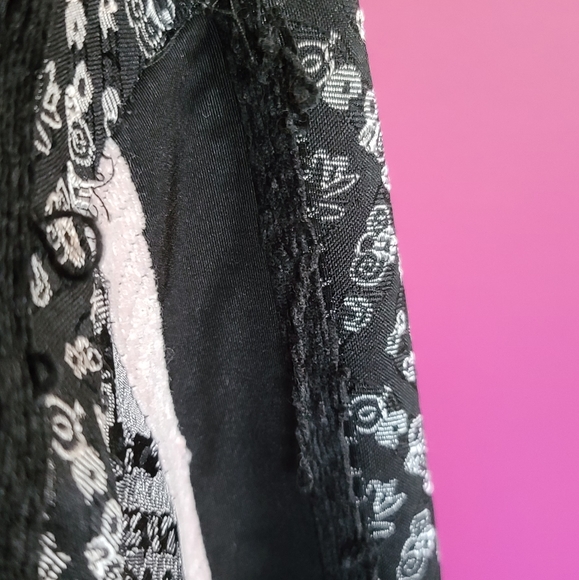 OOAK Pink & Black Lace Lolita crop Hoodie Jacket - Picture 7 of 12